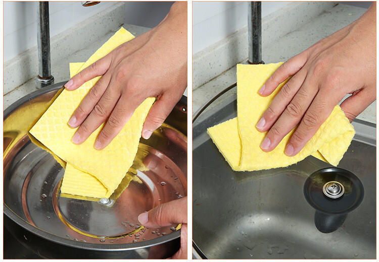 Reusable Cleaning Cellulose Sponge Cloths Absorbent Wipes Clean Kitchen Car Dish