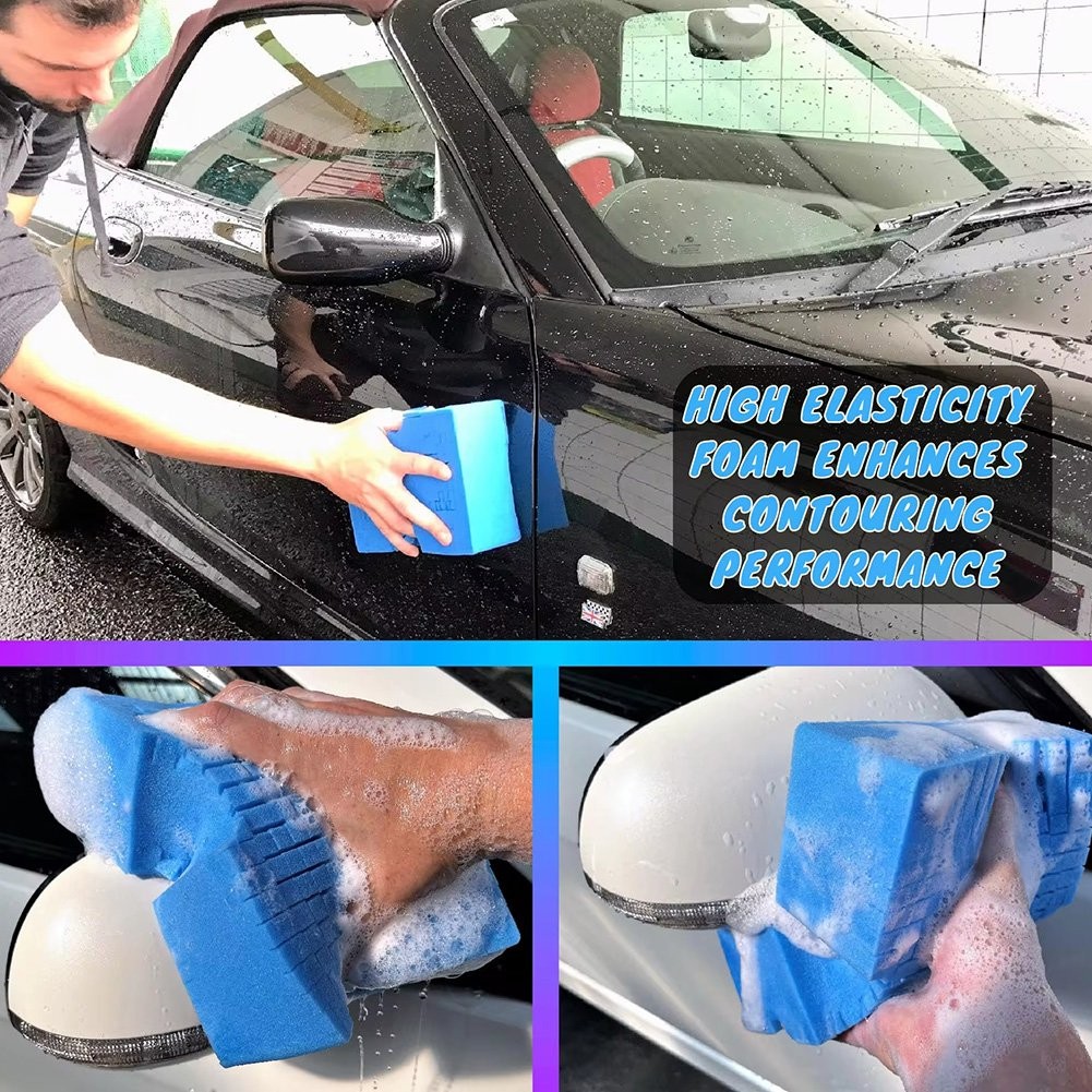 Car Wash Sponge Soft Foam Grid Super Absorbent Sponge Easy-Grip Non Scratch1496