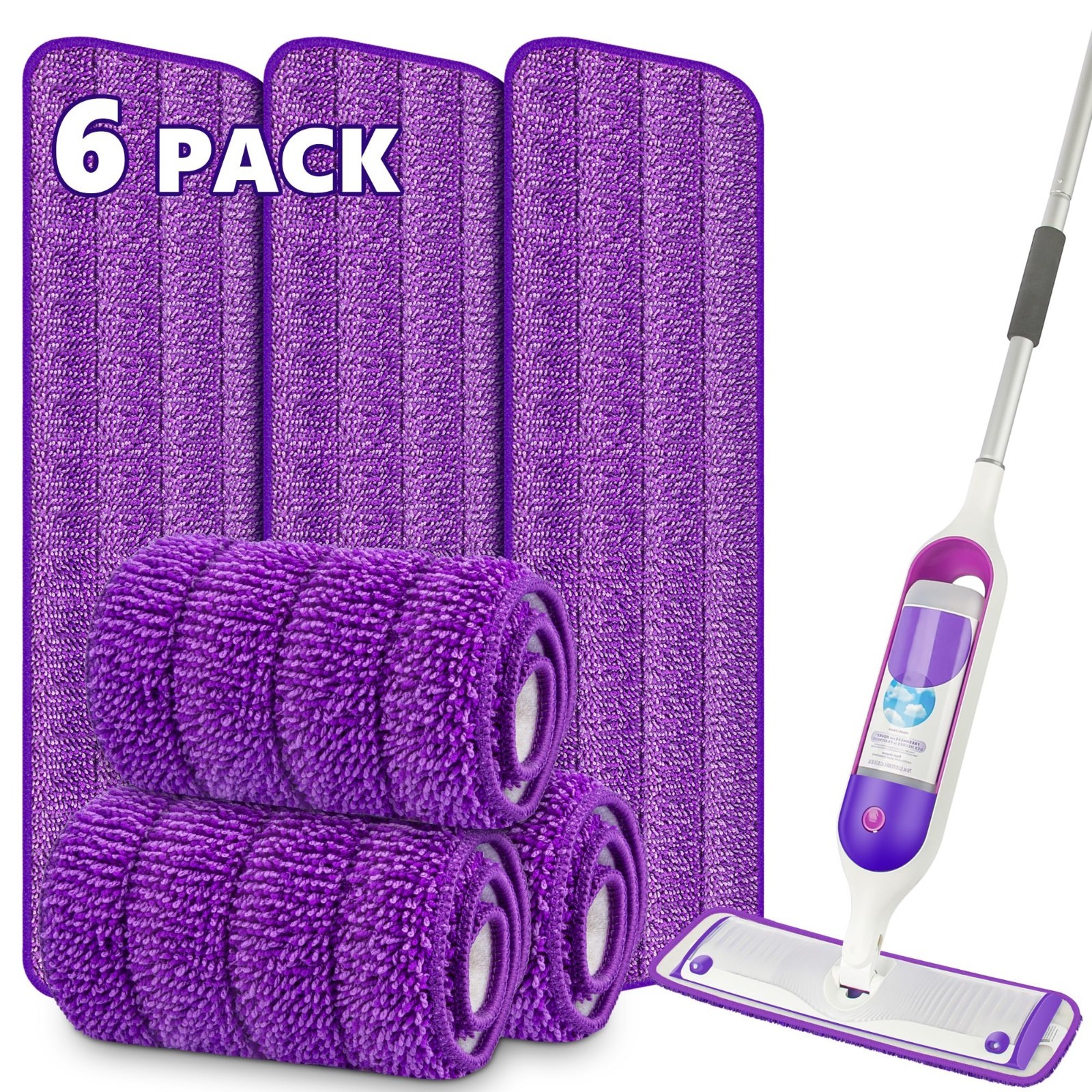 6 Pack Reusable Mop Pads for Swiffer PowerMop, Power Mop Pads 15” Microfiber Re