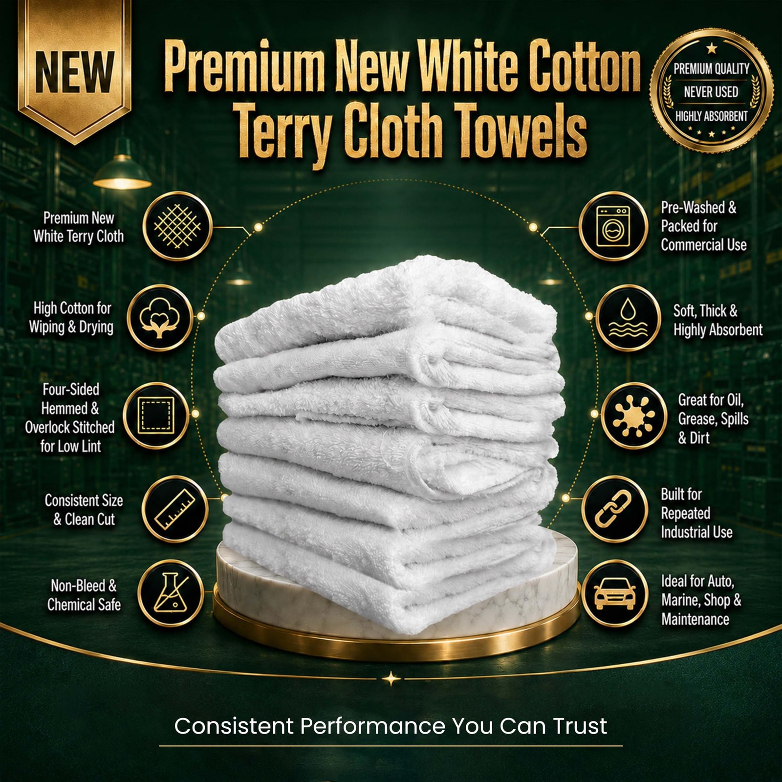 Premium White Terry Cloth Rags (5 lbs. Box) Super Absorbent Cotton Towel Clea…