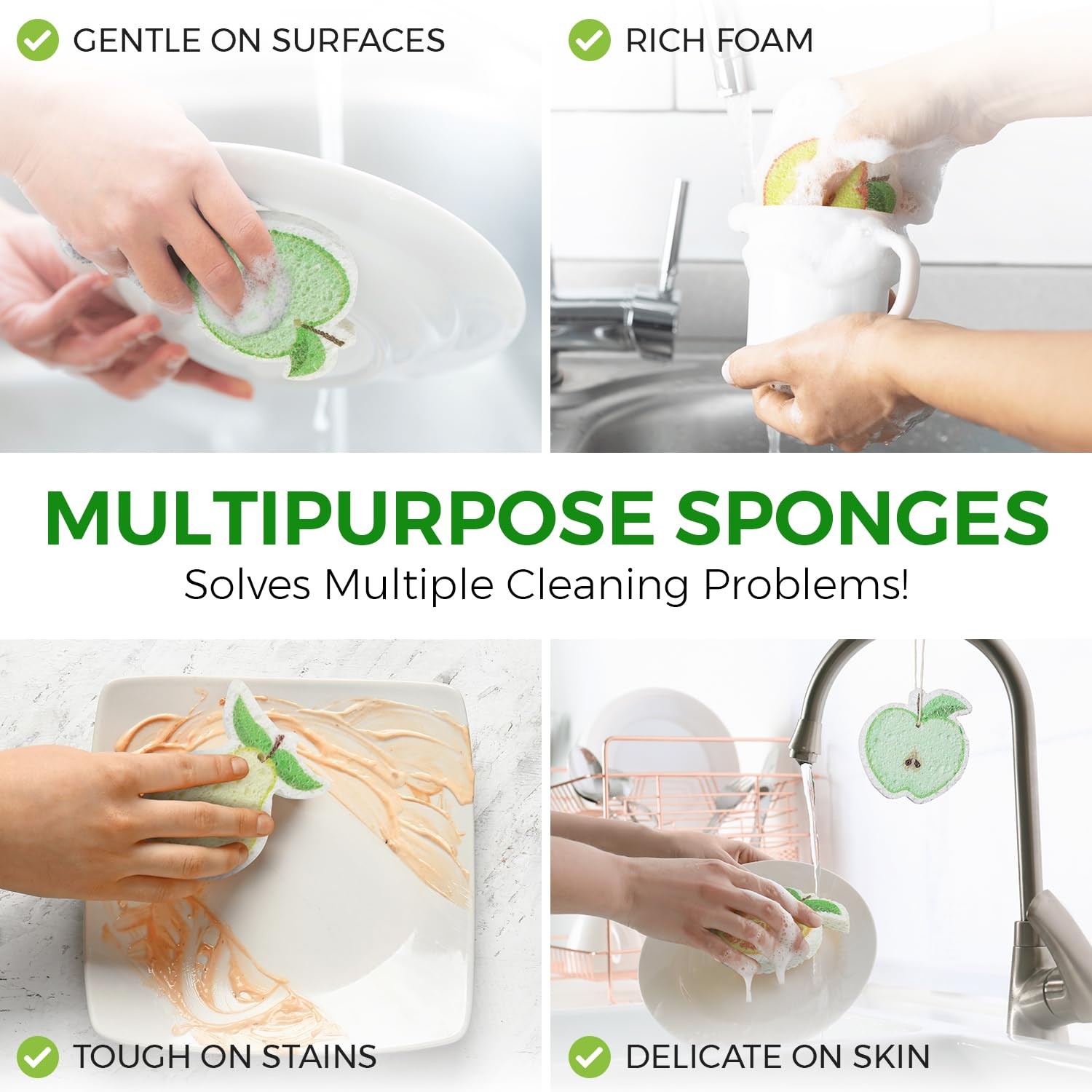 Compressed Cellulose Sponges – 12 Pack Fruit Shaped Natural Pop Up Dish Spong…