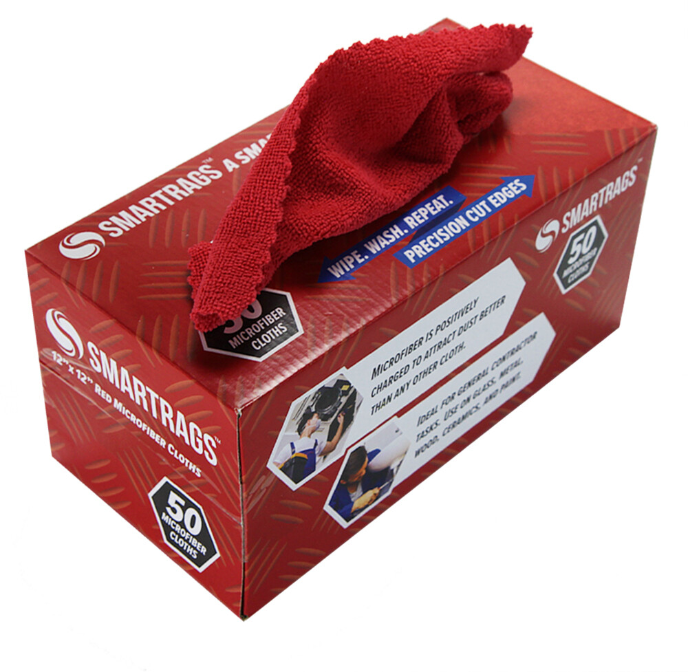 Smart Rags Cleaning Cloths (Box of 50), Lint Free 12×12 Color Options Disposable