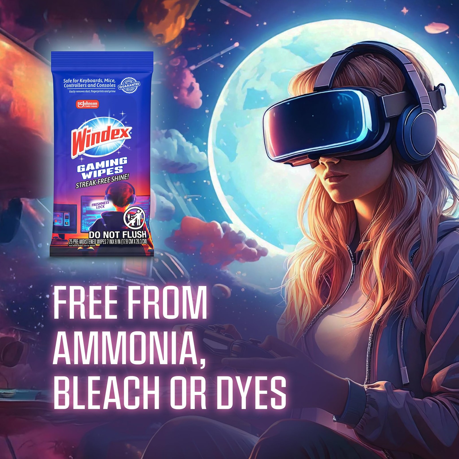Windex Gaming Cleaning Wipes Pre-Moistened Wipes To Instantly Clean All Gaming