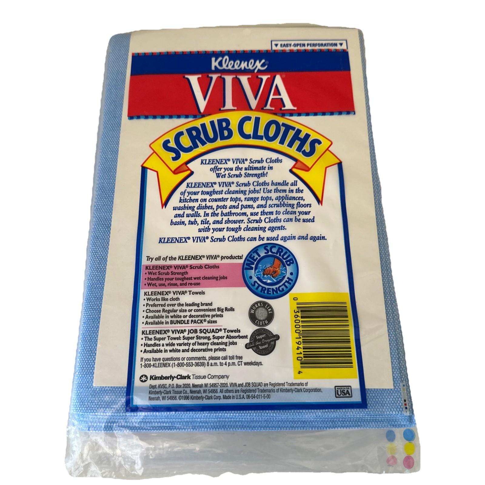 Kleenex VIVA Reusable Scrub Cloths 6 Pack Lot of 2 Sealed 1996 NOS Total Of 12