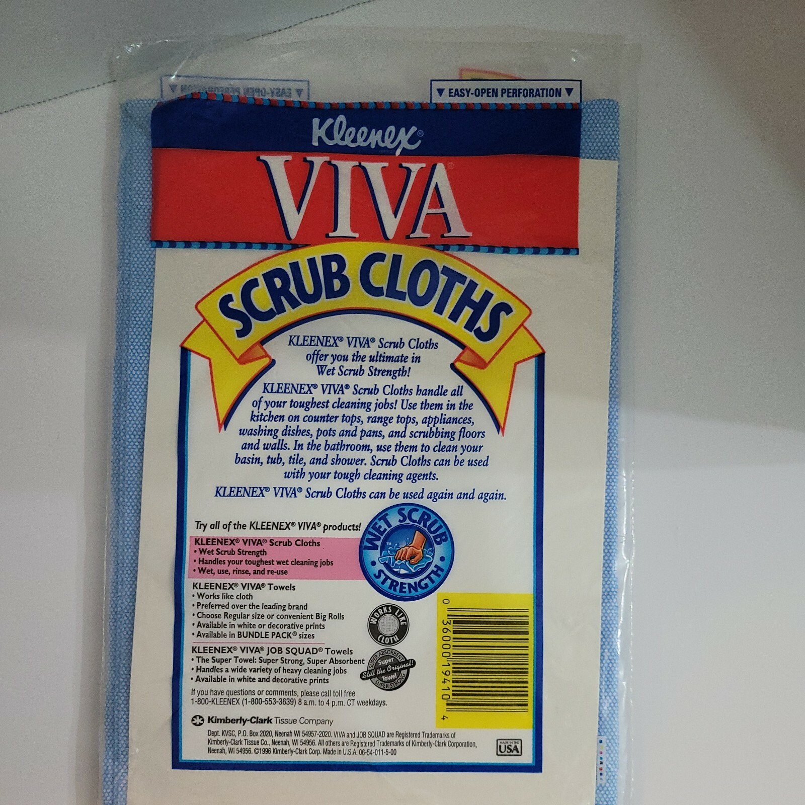 Vintage Kleenex Viva Scrub Reusable Cleaning Cloths 6 In Pack NEW