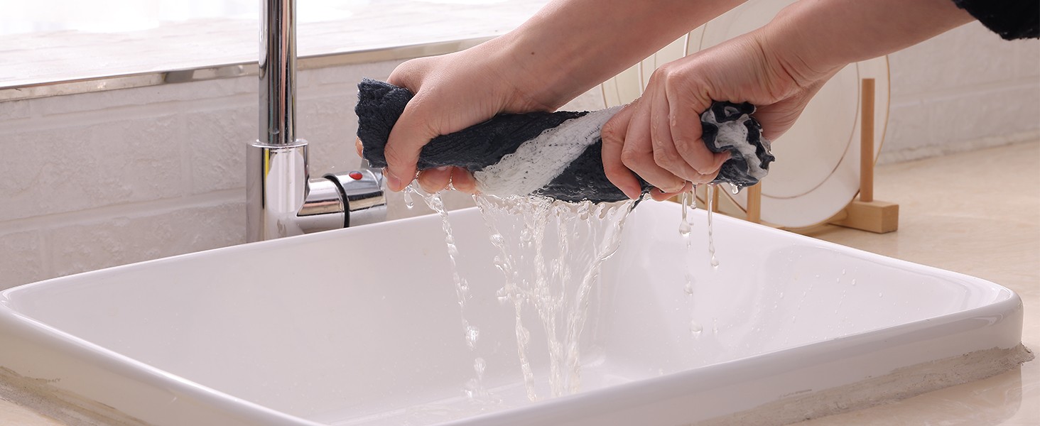 12 Pack Soft and Absorbent Kitchen Cloths, Dark Grey & White | Super Soft and