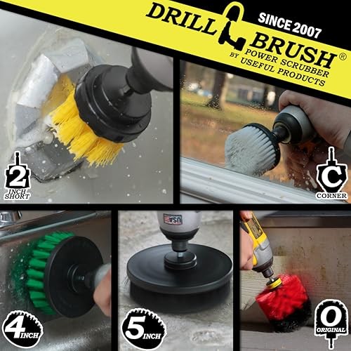 Multipurpose Cleaning Brush Set – Drill Brush White, Yellow, Green, Red, Black