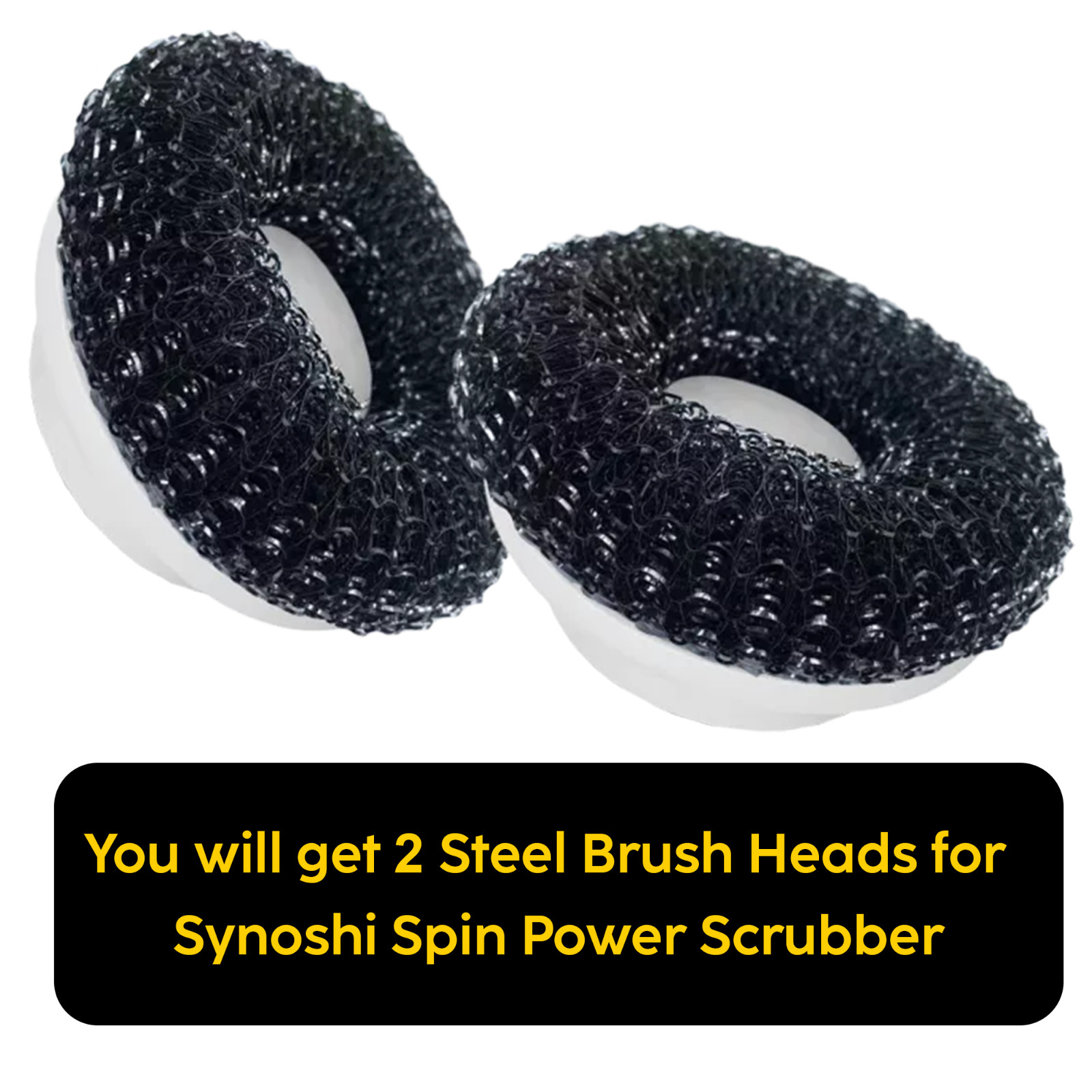 Synoshi® Steel Brush Heads (2 Units). Designed for Heavy-Duty Cleaning Tasks