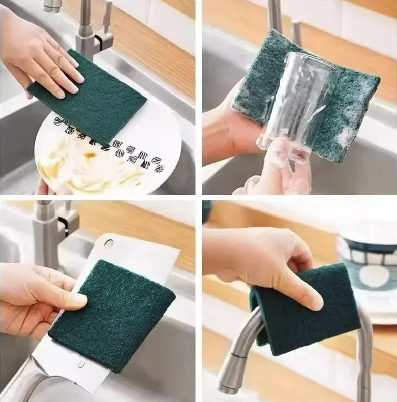 30pcs Grit-Free Scrub Pads Scratch-Free Kitchen Cleaning Sponges Set – NEW