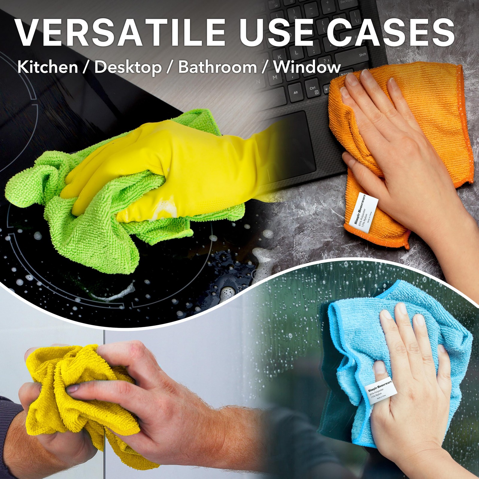 Simple Houseware Microfiber Cleaning Cloth 50 Pack, 12″ 50 Yellow,green