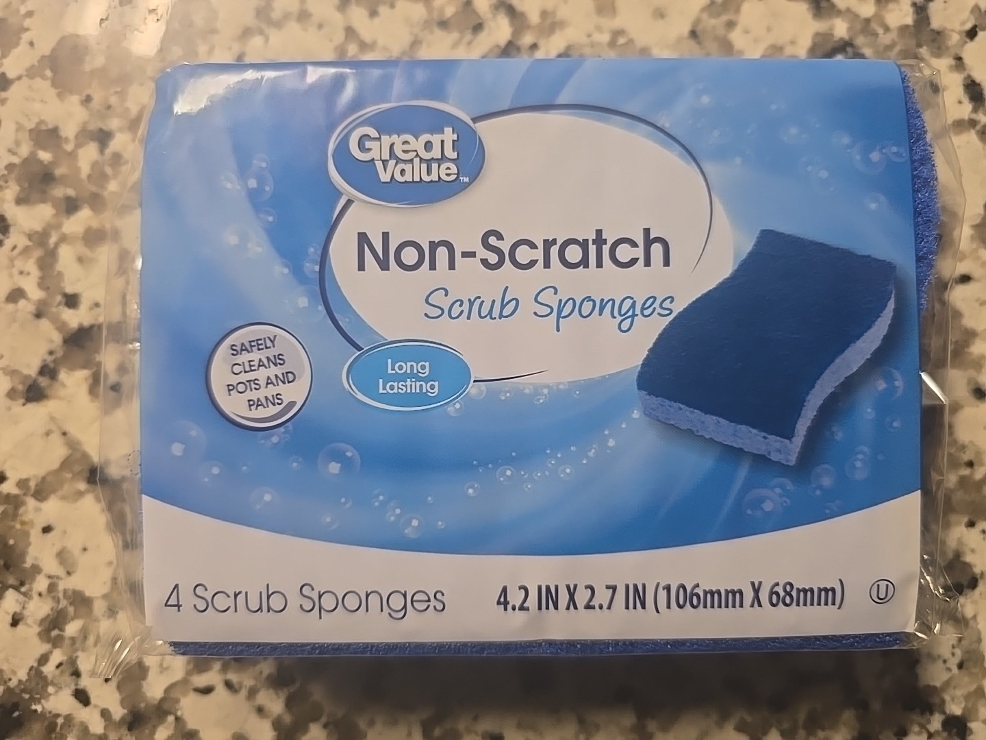 Great Value Non-Scratch Scrub Sponges, 1-Pack (4 Count)