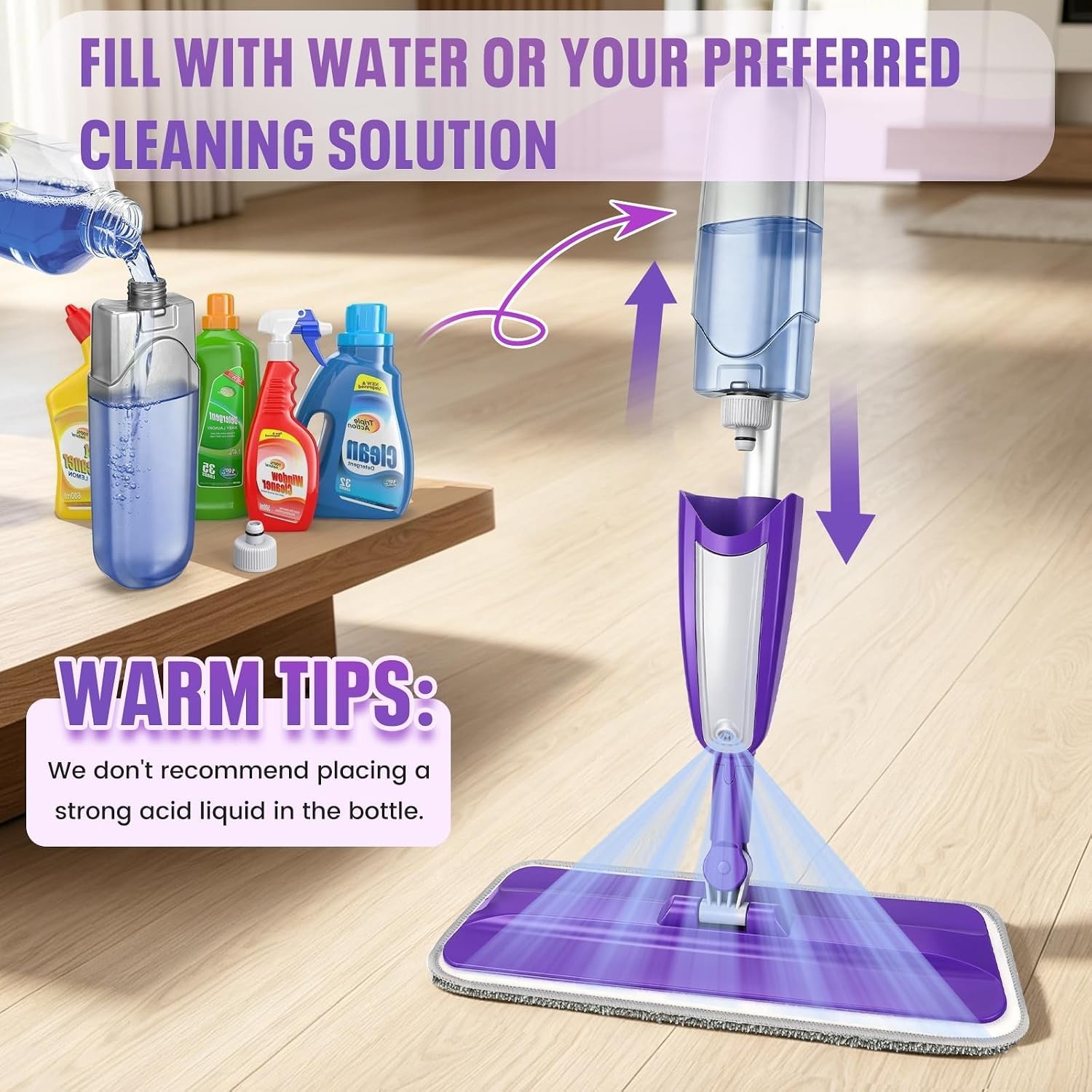 Spray Mop for Hardwood Floors Cleaning with 3 Washable Pads, Microfiber Wet M…