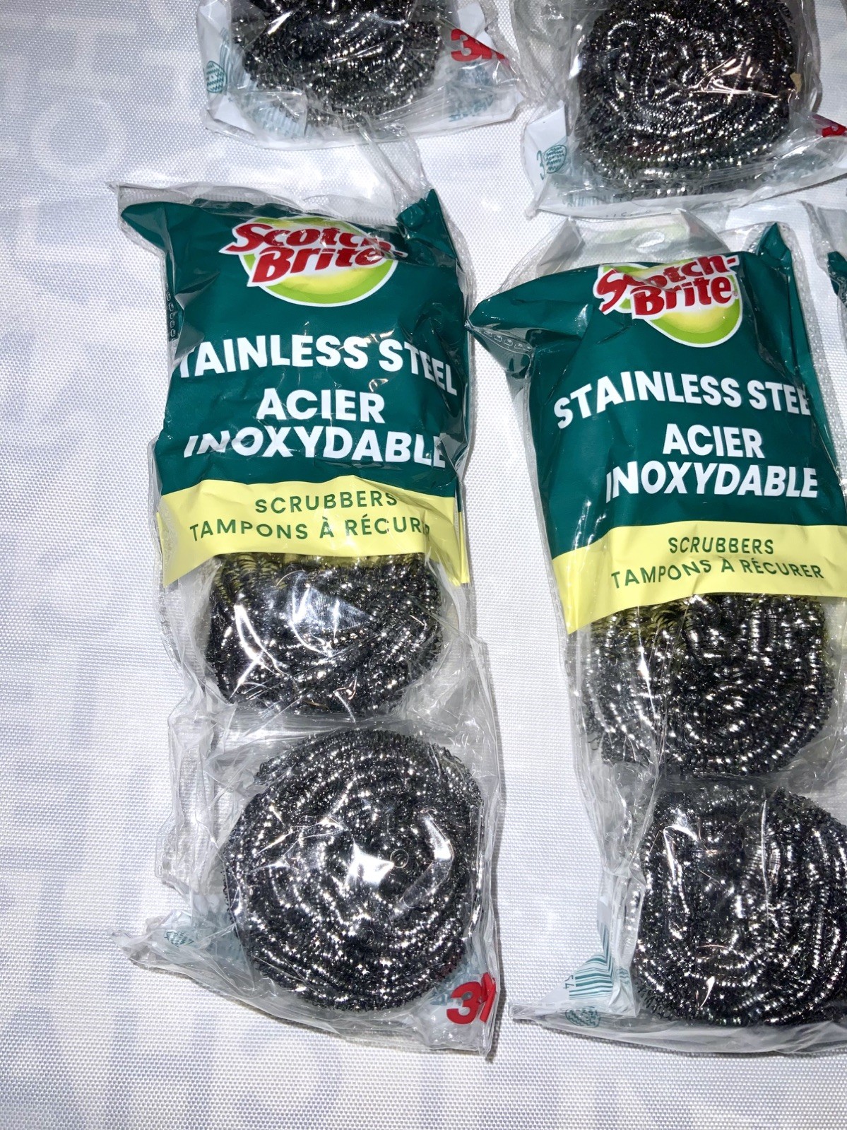 24 COUNT LOT OF 8 PACKS Scotch-Brite Stainless Steel Scrubbers Dish Scrubbers