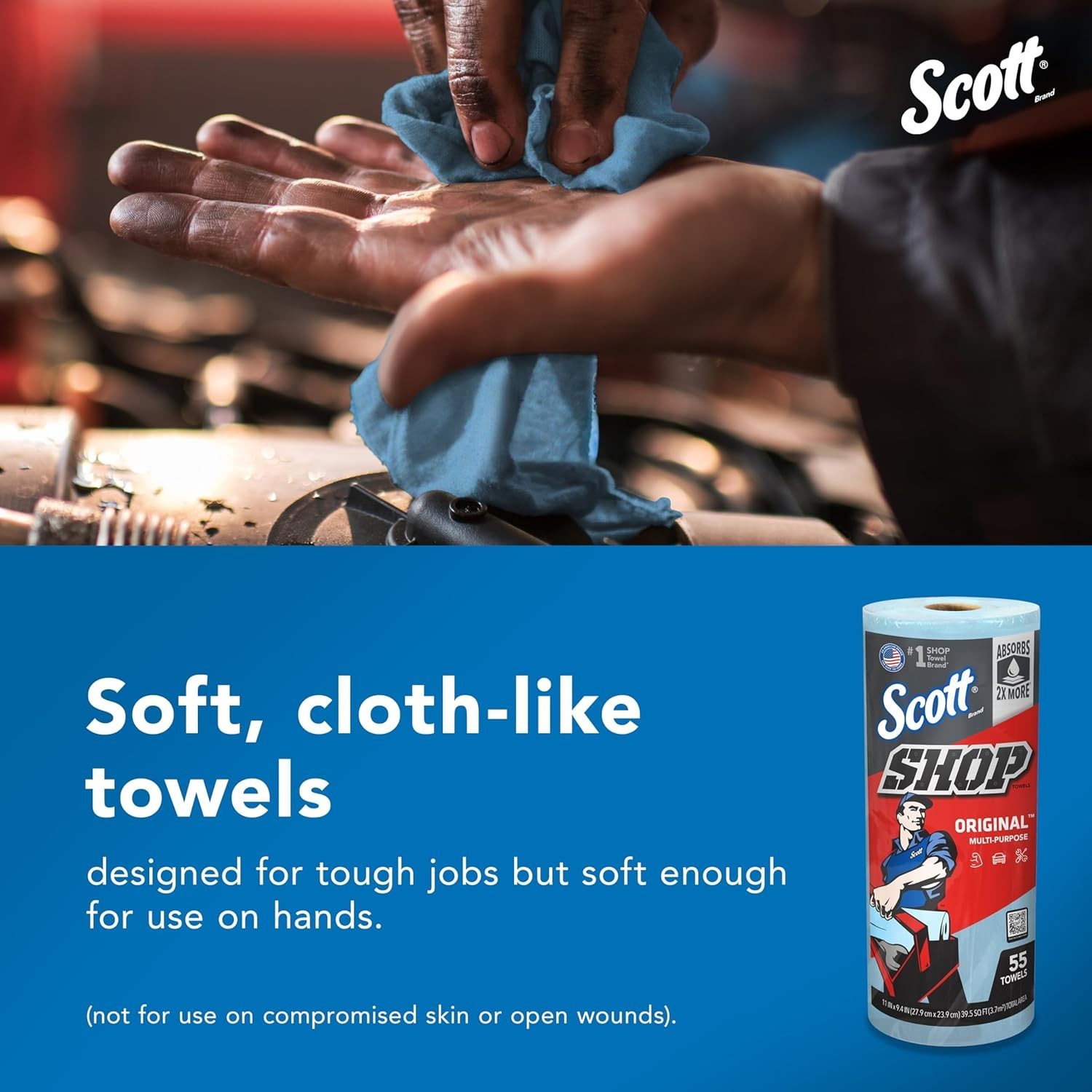 Shop Towels Roll Heavy Duty Paper Towels Absorbent Oil Grease Cleaning