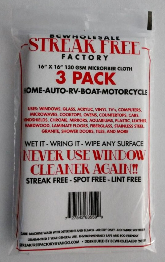 Streak Free Factory Microfiber Cleaning Cloth 16 x 16 inch White