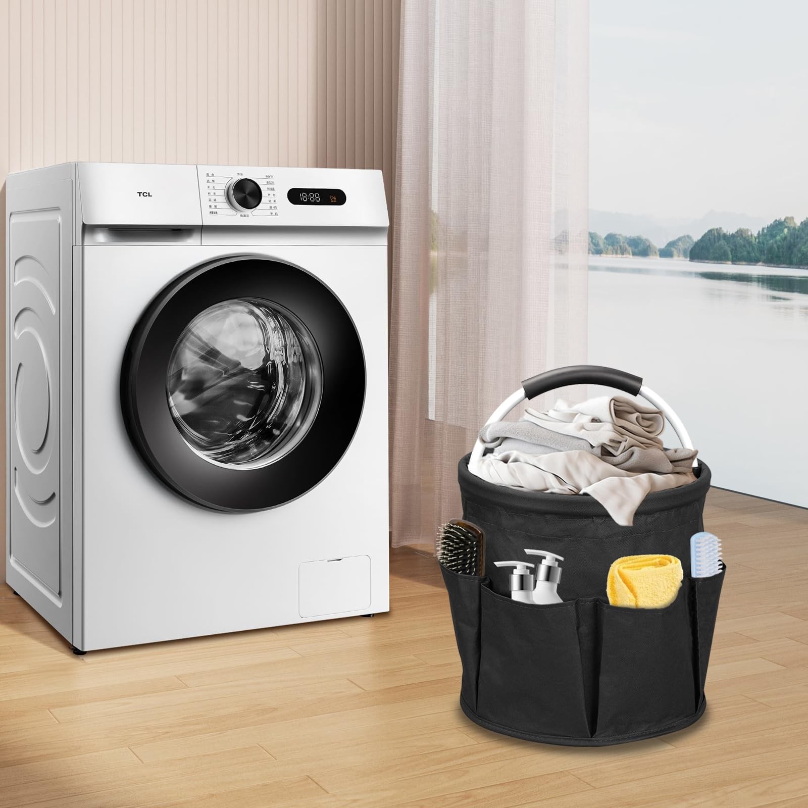 17L Cleaning Caddy with Handle, Cleaning Supply Caddy (Black)