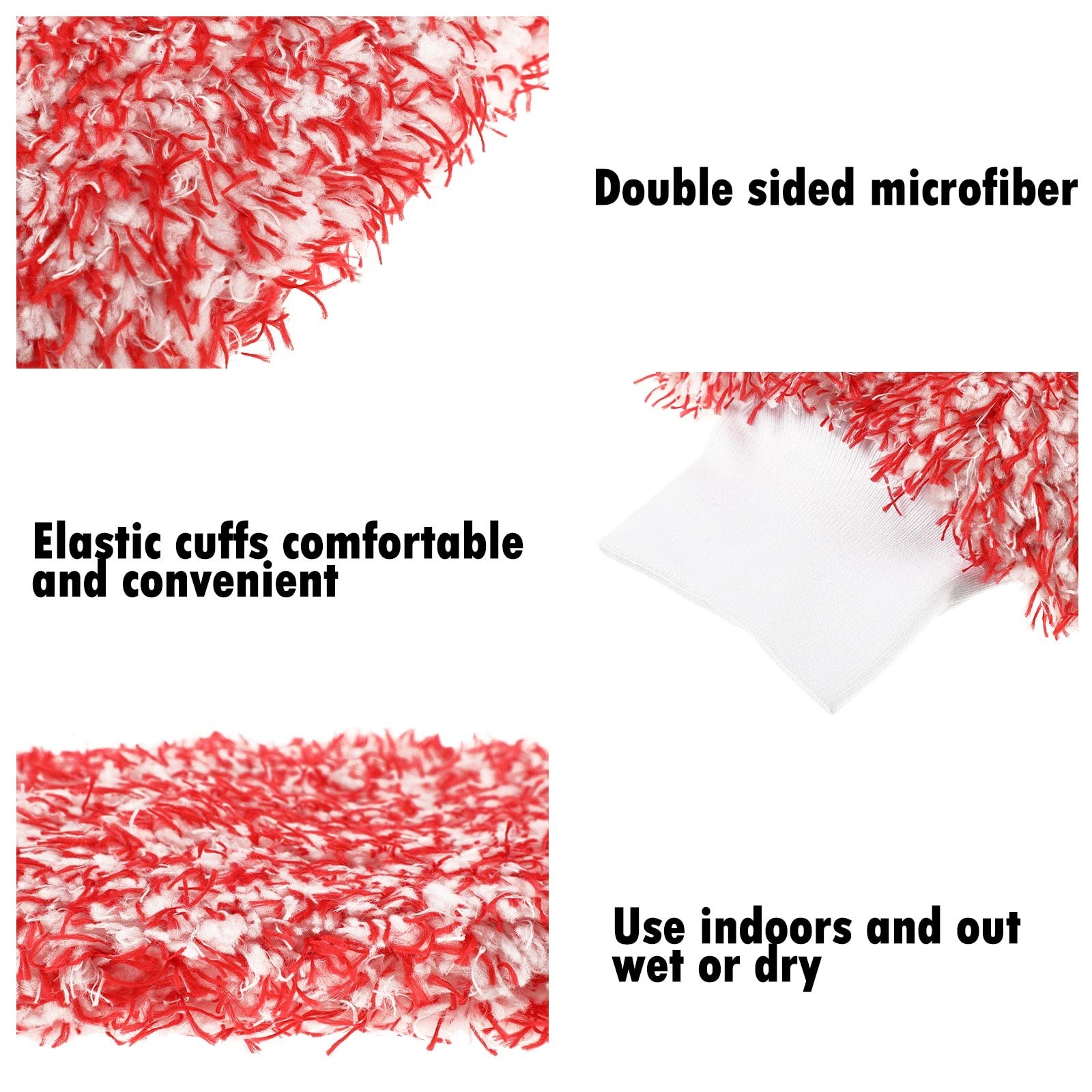 5 Pcs Microfiber Car Wash Mitt Absorbent Blue, Black, Red, White, Grey Small