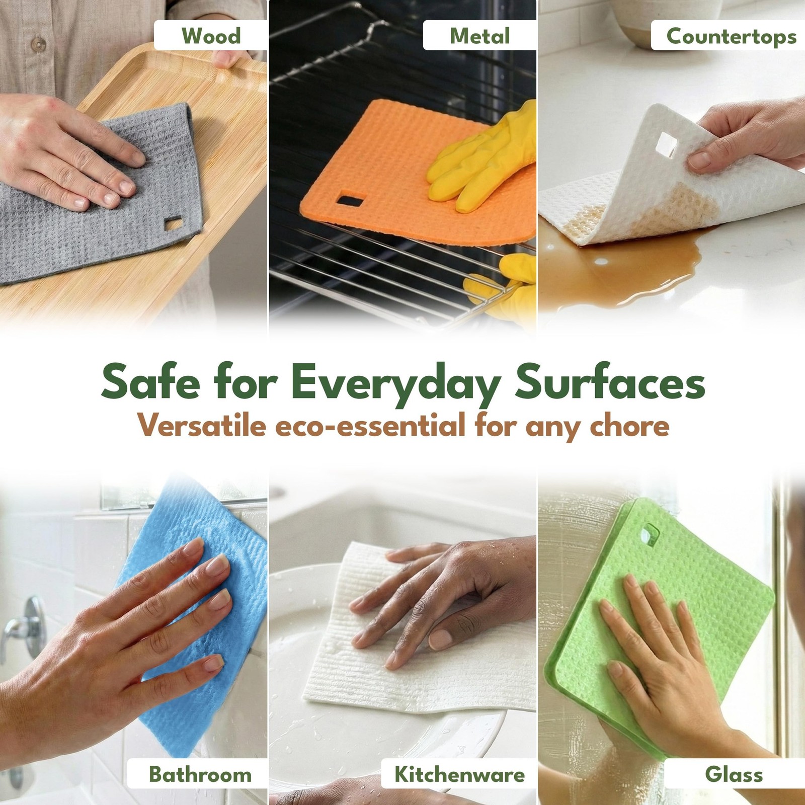 10 Pack Cellulose Swedish Dishcloths for Kitchen – Eco-Concious Reusable Dish…