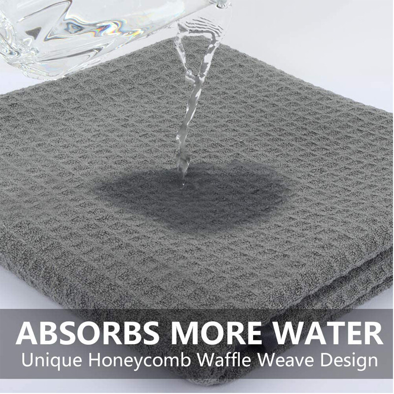 CarCarez Microfiber Waffle Weave Towel Large size 16″ x 24″ ,380 GSM ,Gray