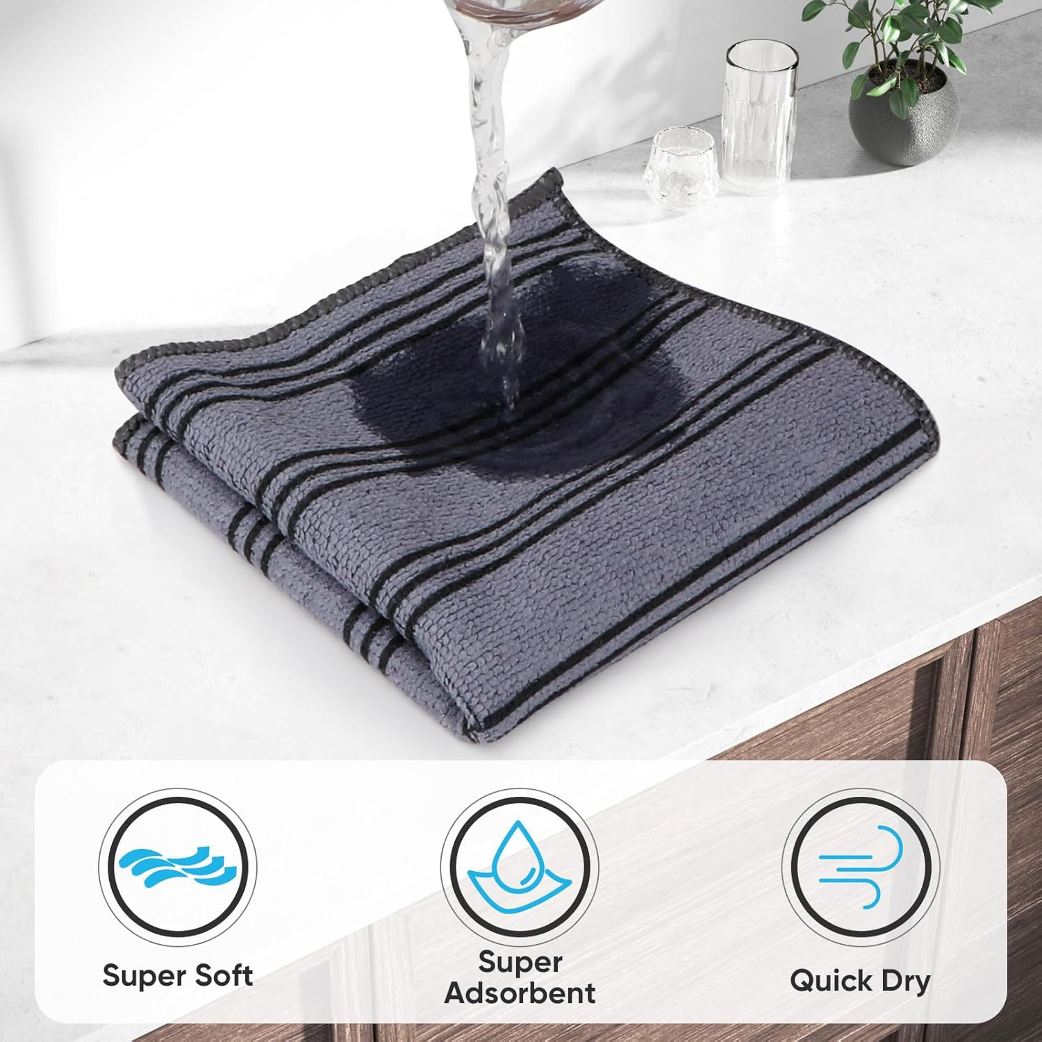 Microfiber Cleaning Cloth, Kitchen Towels 12 Pack, Lint Free, Scratch-Free, High