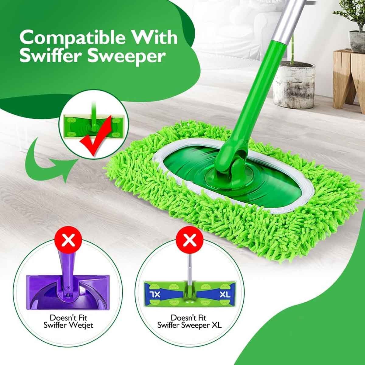 8 Pack Reusable Chenille Mop Refill Pads Fit Standard Swiffer Sweeper New