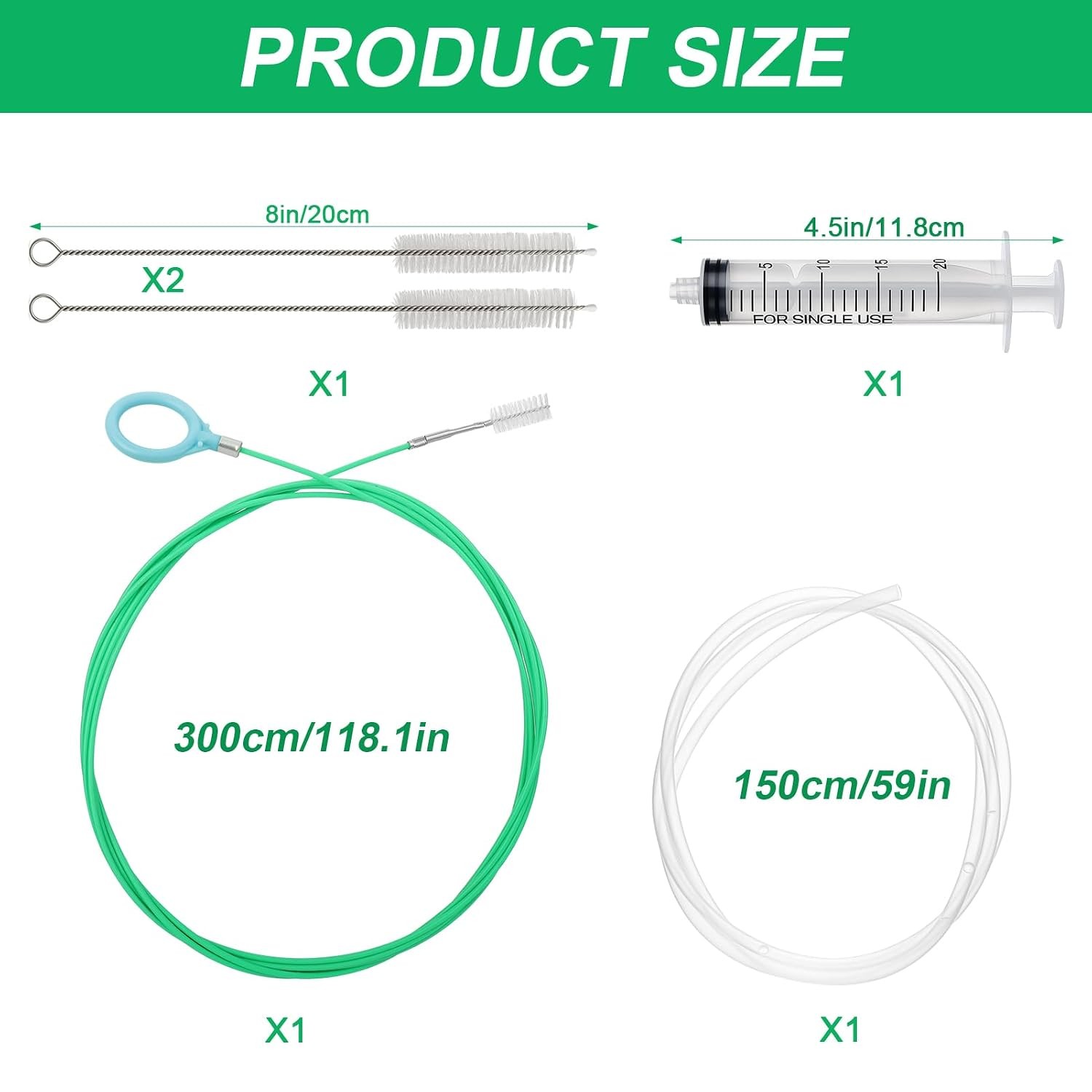 Extra Long 118in Flexible Car Sunroof Drain Cleaning Tool Kit with Rod and