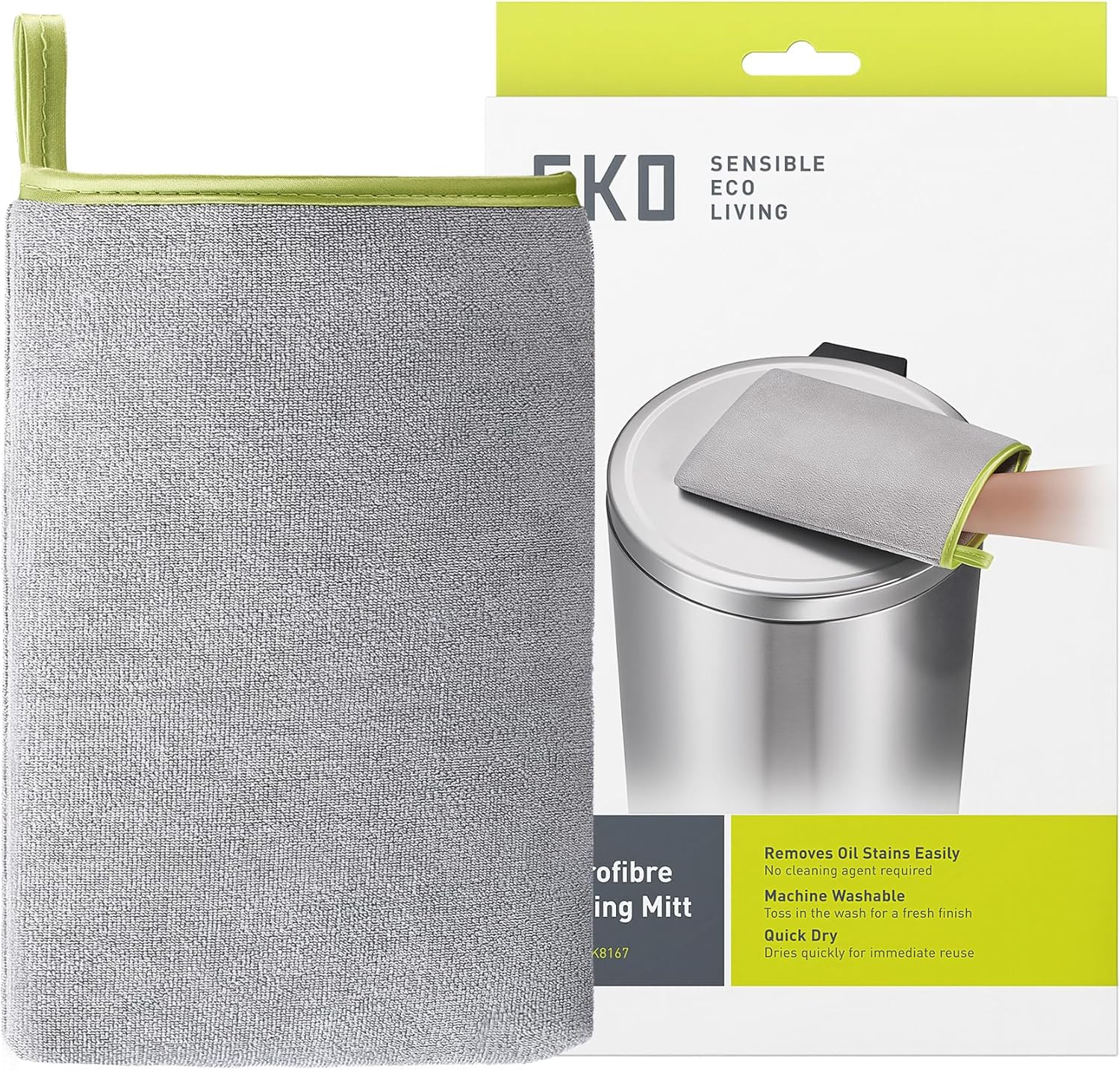 EKO Microfiber Cleaning Mitt for Stainless Steel – Lint-Free Reusable Polishing
