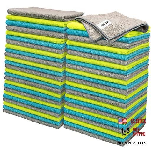 Microfiber Cleaning Cloth – Pack of 50, Microfiber 50pk 3 Colors Assorted