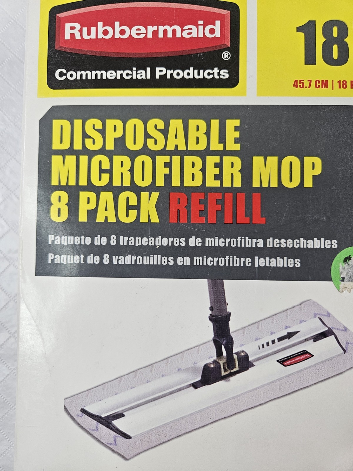 Rubbermaid Commercial 18″ Disposable Microfiber Mop Refill 8 pk Lot 2 Wet Dust