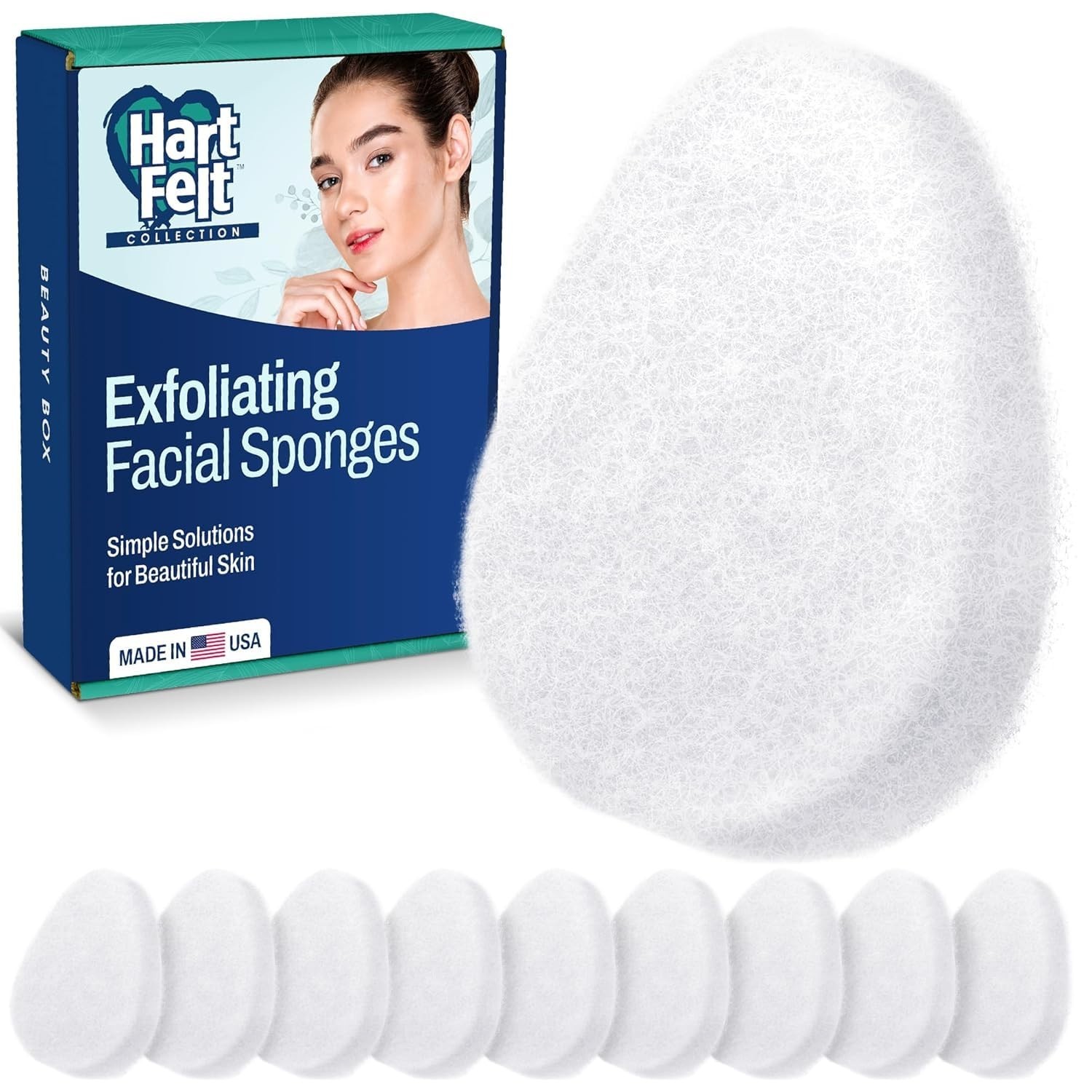 HartFelt [10 Pack] Regular Exfoliating Facial Sponge for Face – Daily Cleansi…