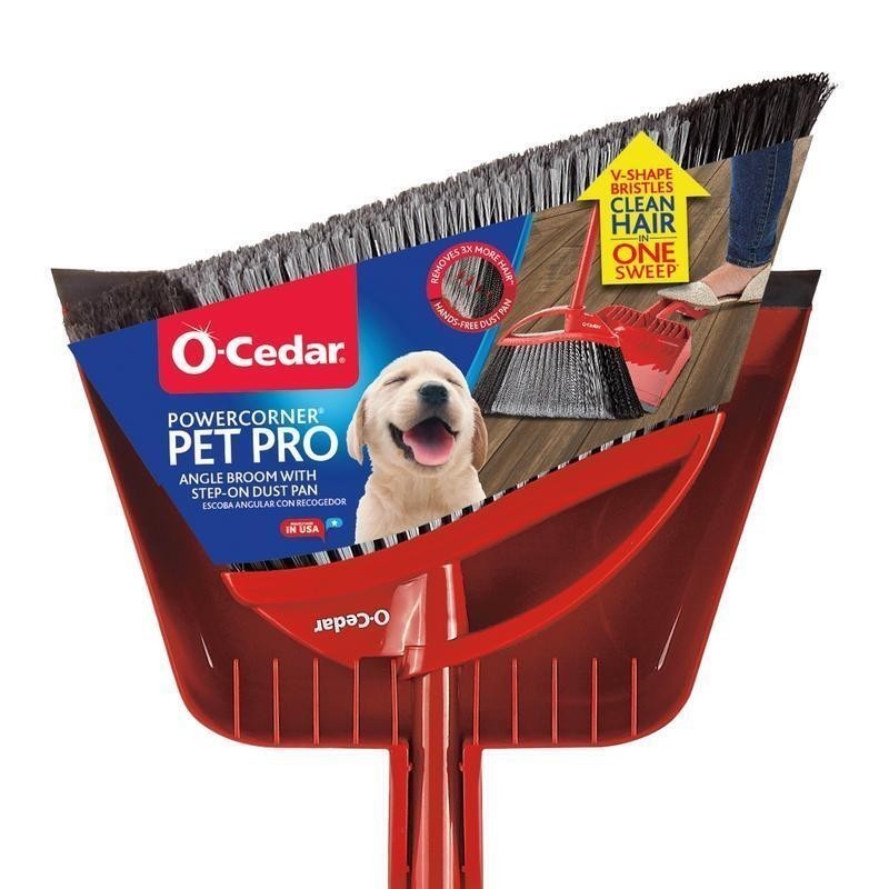 Pet Pro Power Corner Broom W/ Step On Dust Pan Anti-Static Hair Cleaning Tool US