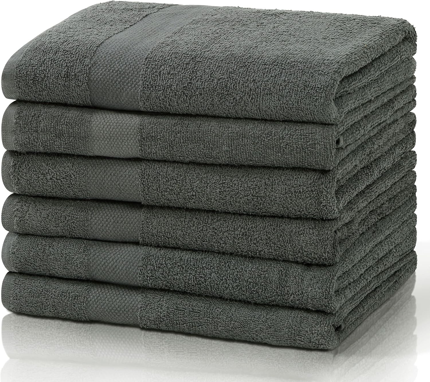 Simpli-Magic Cotton Bath Towels, 25”x50”, Gray, 6 Pack