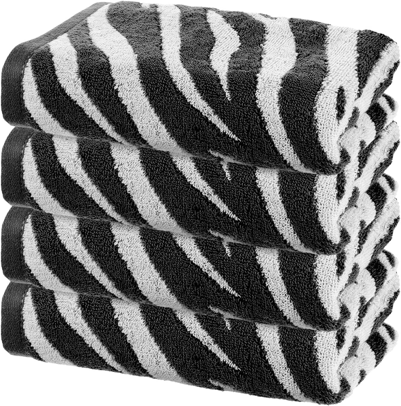 4 Pcs Bathroom Hand Towels Black/White Soft Absorbent Face Towels Cotton Wash