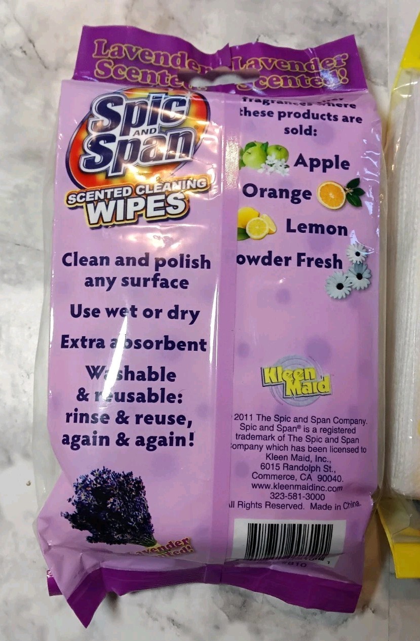3 Spic And Span Scented Cleaning Wipes 6 Packs 2 Lemons, 1 Lavender New