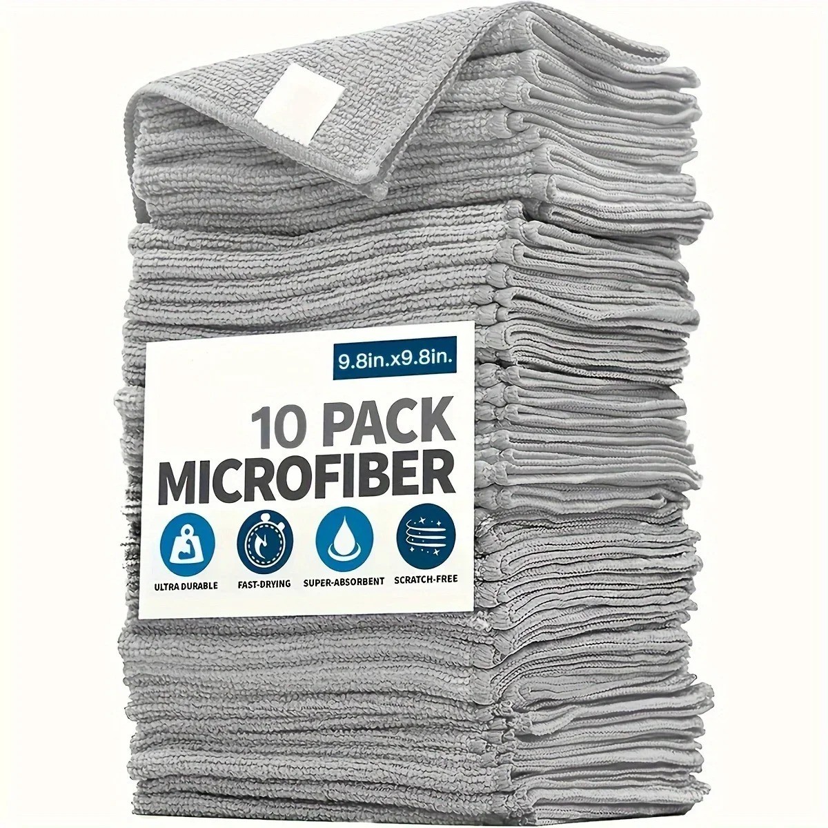 Microfiber Kitchen Towels Set 5/10/20Pcs Soft Absorbent Cleaning Cloth Gray