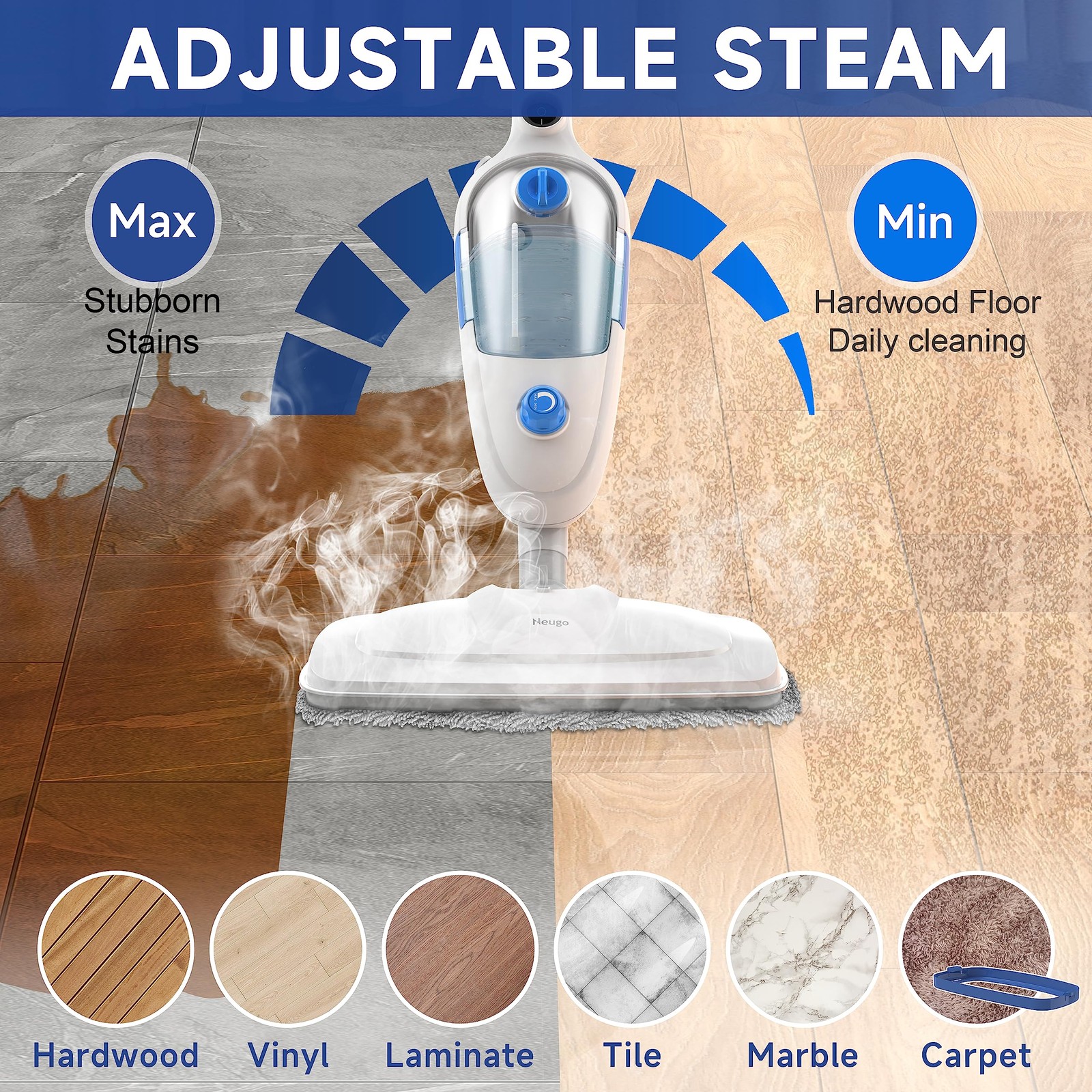 Steam Mop for Floor Cleaning 10in1 Multi Purpose Handheld Steamer Cleaner