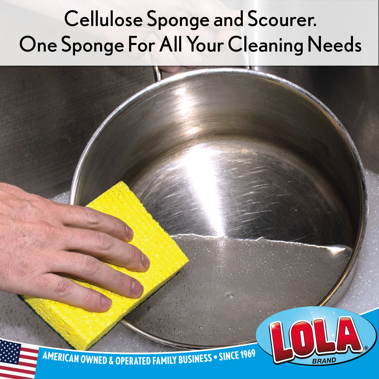 Cellulose Sponge & Scourer 6 Pk – Heavy Duty Dual Purpose Super Absorbent LOLA
