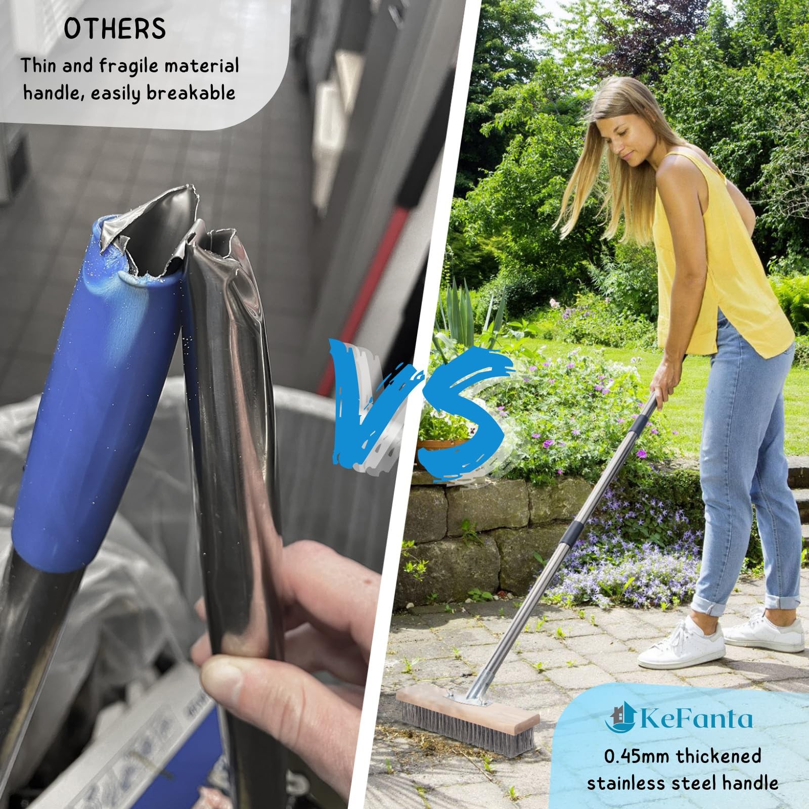 Stainless Steel Wire Scrub Brush with Long Handle Brush,