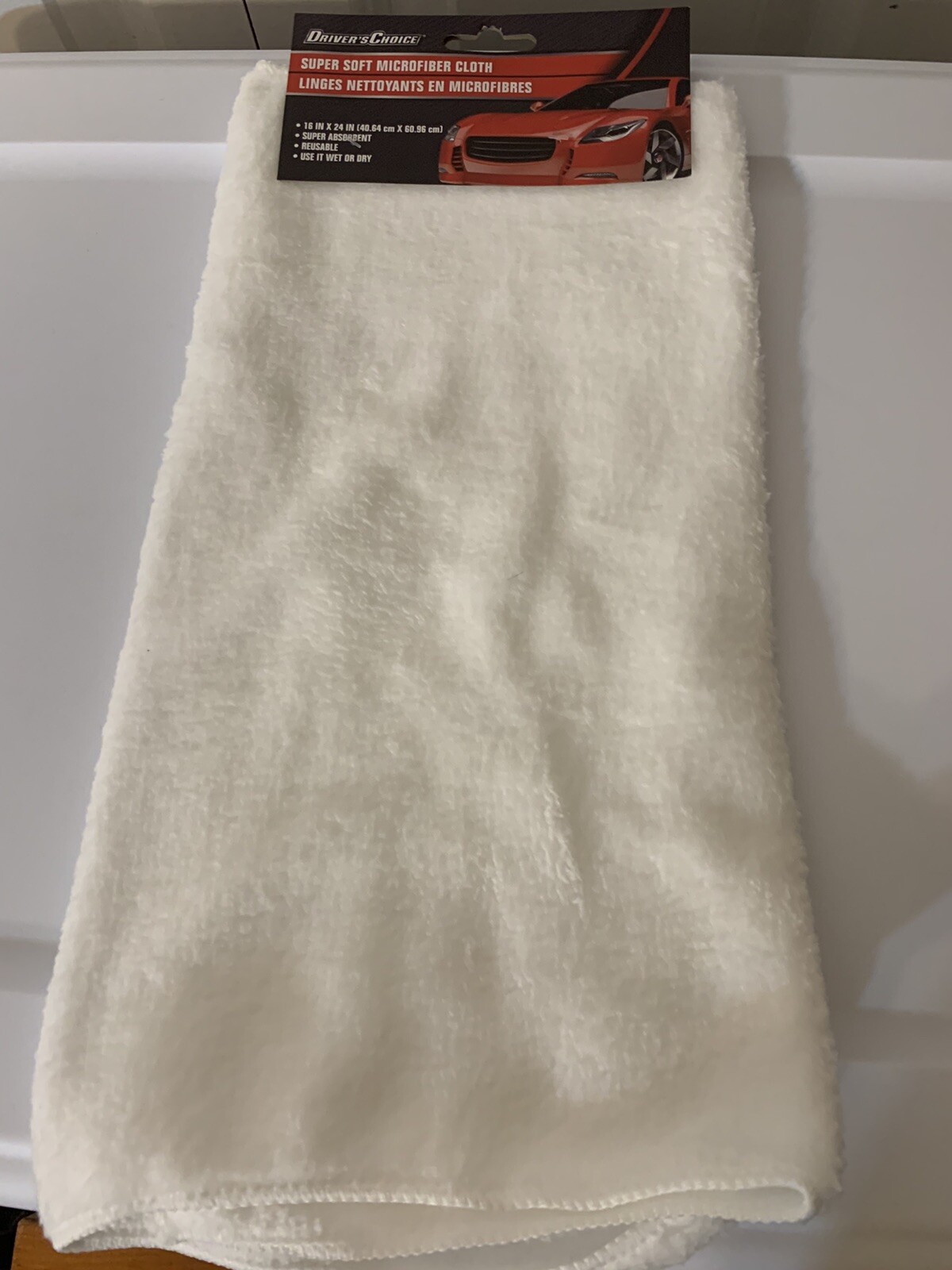 New DRIVER’S CHOICE White SUPER SOFT Reusable MICROFIBER CLOTH 24″ X 16″ CAR