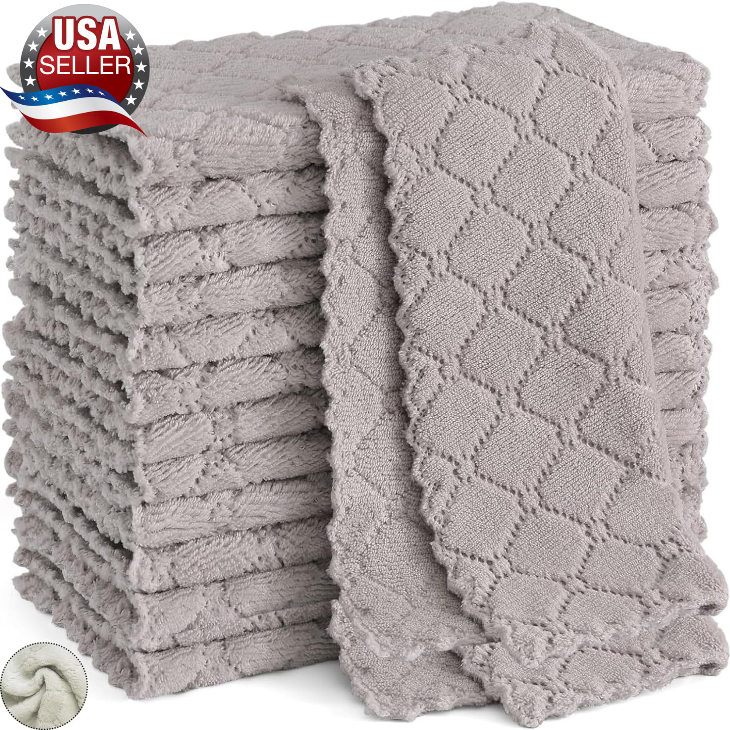 12 Pack Kitchen Dish Cloths (10×10 Inches) All Purpose Microfiber dishtowels