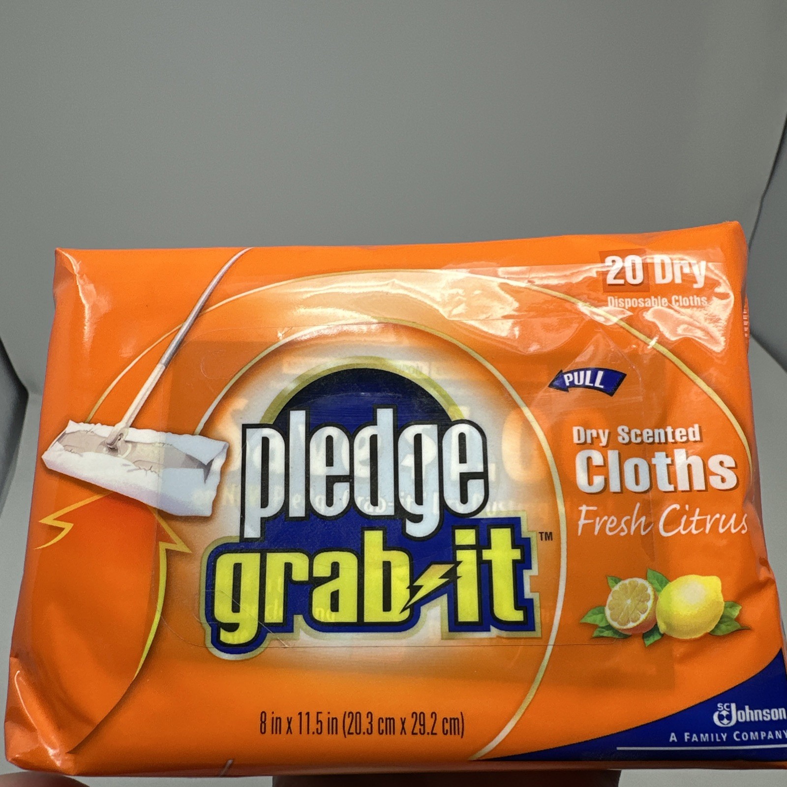 Pledge Grab It Dry Cloths Orange Citrus -16 Dry 8 in x 11.5 in Disposable Cloths