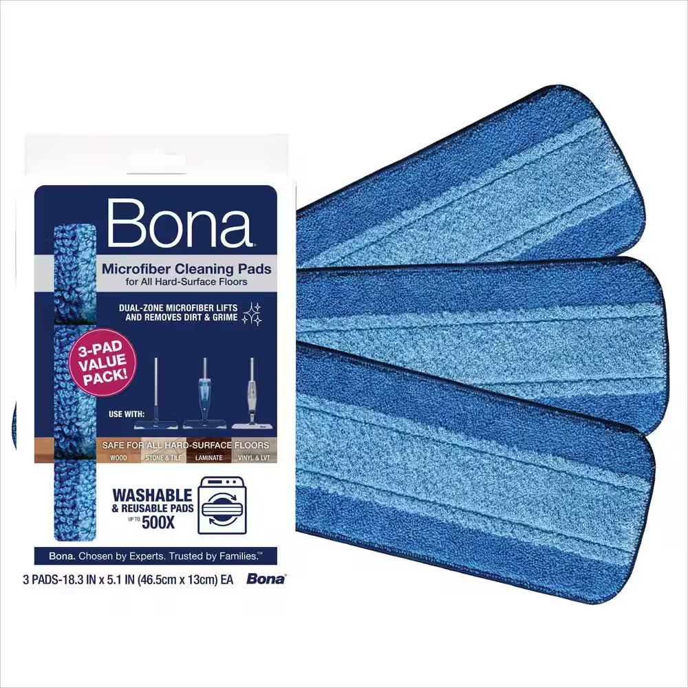 Microfiber Wet Mop Pad Refills (3-Count)