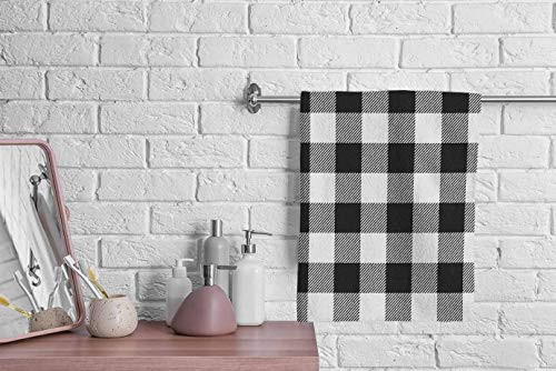 Hand Towels Cotton Washcloths Black and White Buffalo Plaid,Vintage Gingham
