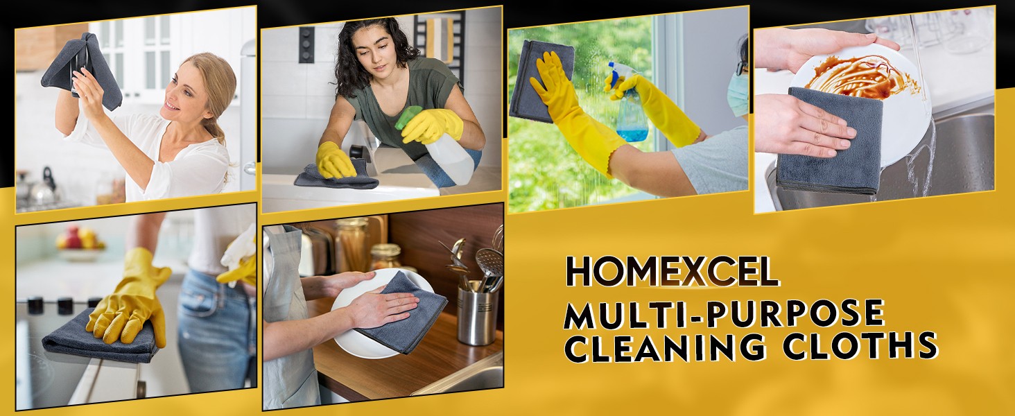 Microfiber Cleaning Cloth 12 Pack, 12.5 x 12.5 inch Microfiber Towels for Cars,