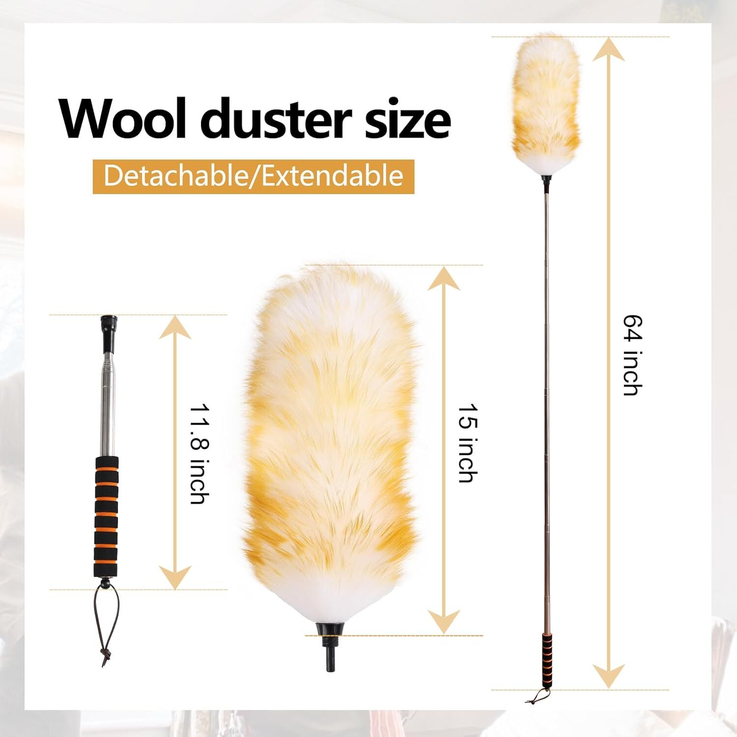 Extendable Lambswool Duster 26-64″ Anti-Static Ceiling Fan & Wall Cleaner