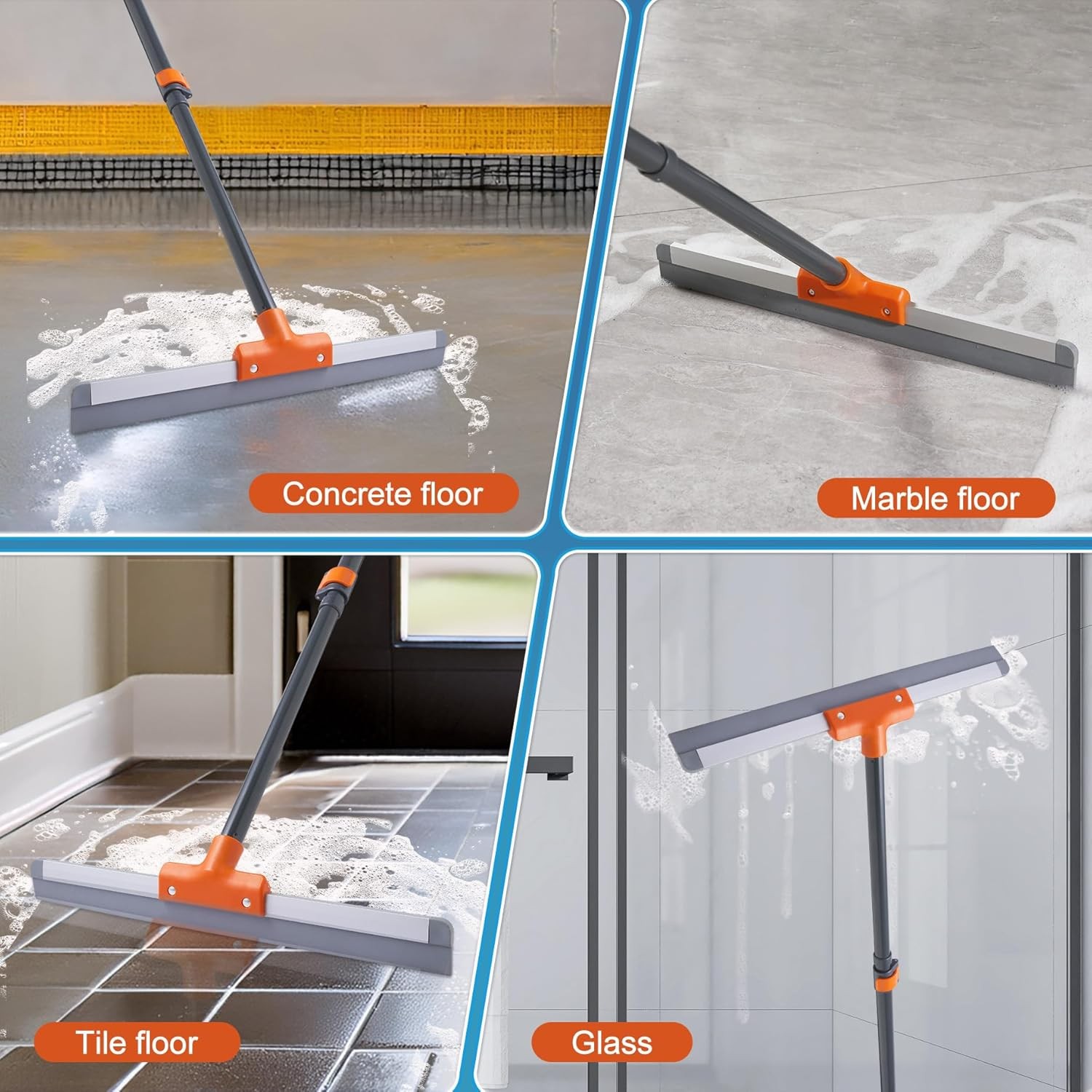 Rubber Floor Squeegee for Concrete Floor, Tile Floor, Metal Aluminium Heavy Duty