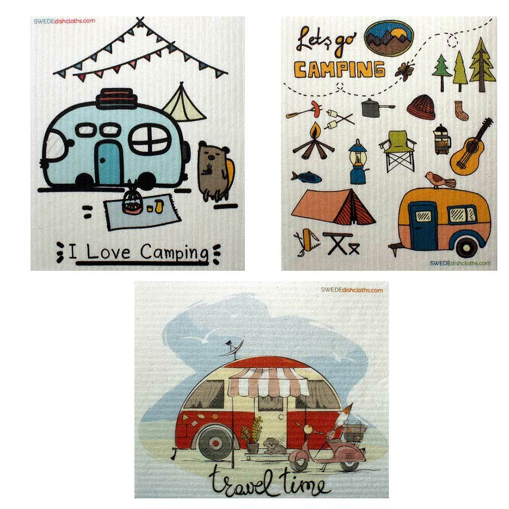 Mixed Camping Set of 3 each Swedish Dishcloth | ECO Friendly Absorbent Cleaning