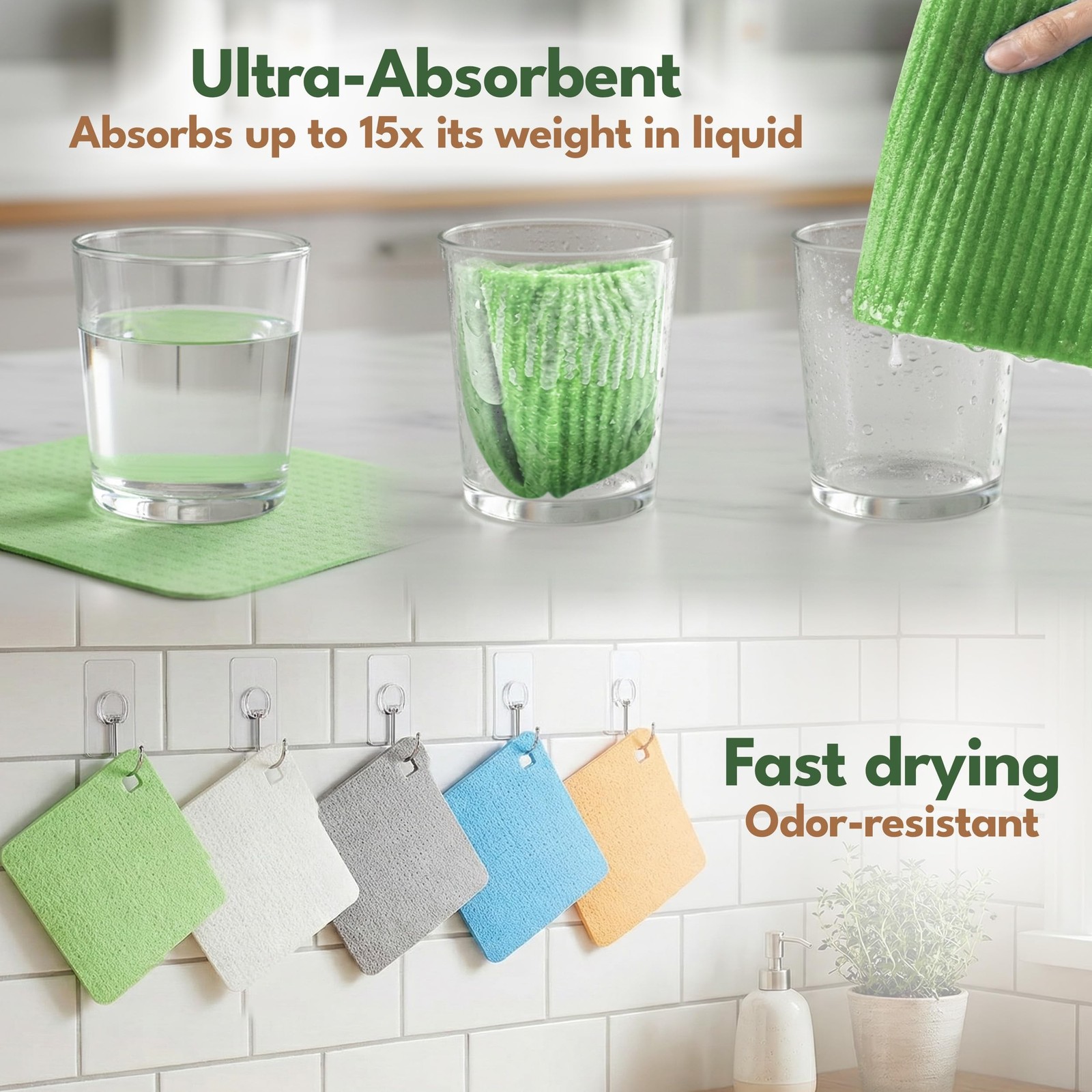 10 Pack Cellulose Swedish Dishcloths for Kitchen – Eco-Concious Reusable Dish…