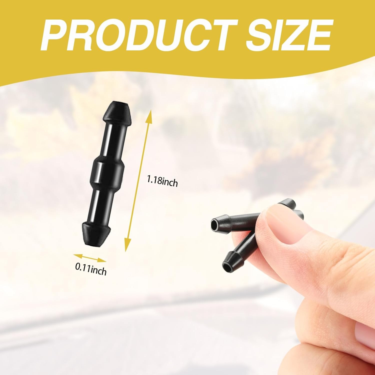 20PCS Universal Windshield Washer Hose Connectors, 2-Way I-Type Wiper Black