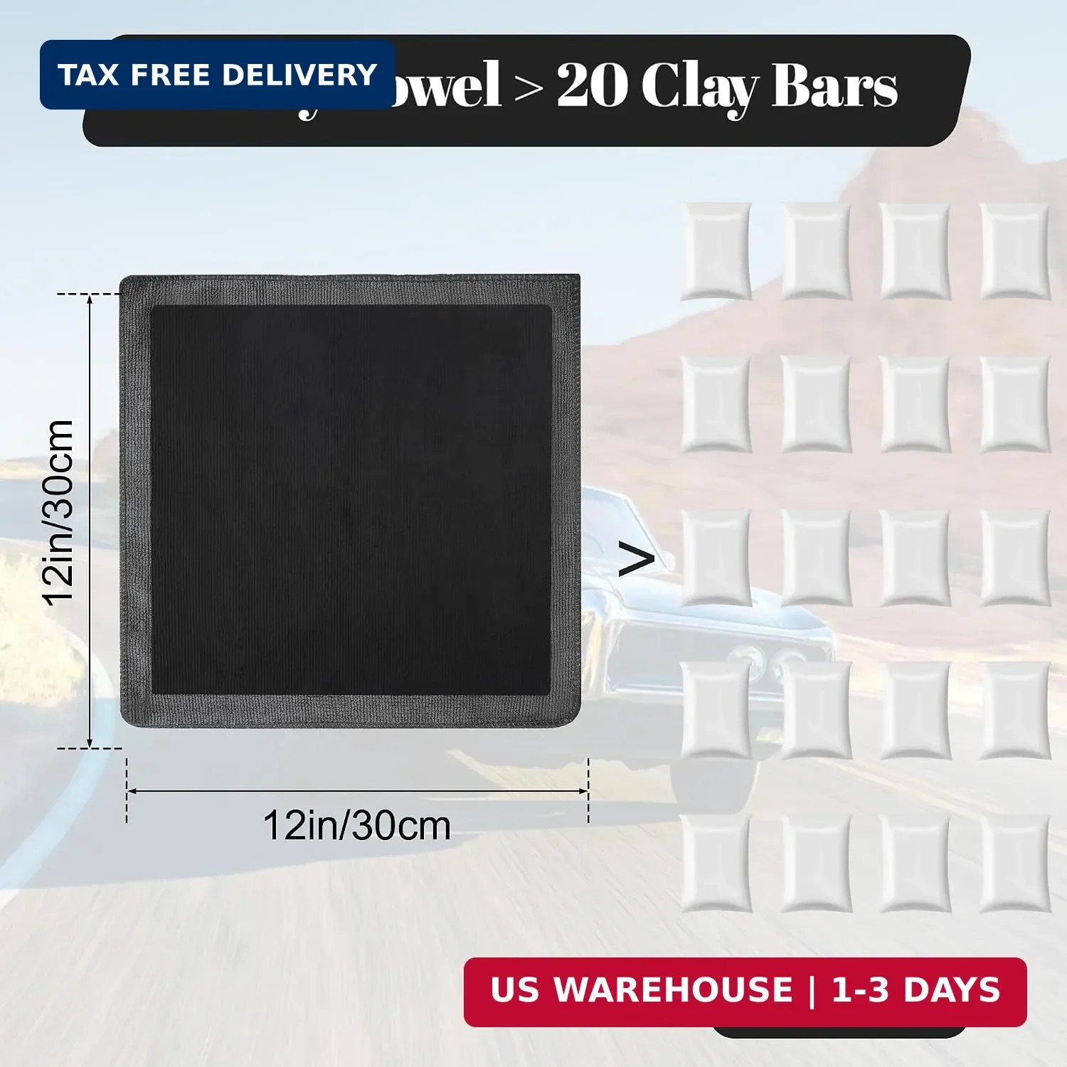 2 Pack Clay Towel 12 x 12 Inch, Gray Clay Bar Towel for Detailing | Clay Deconta
